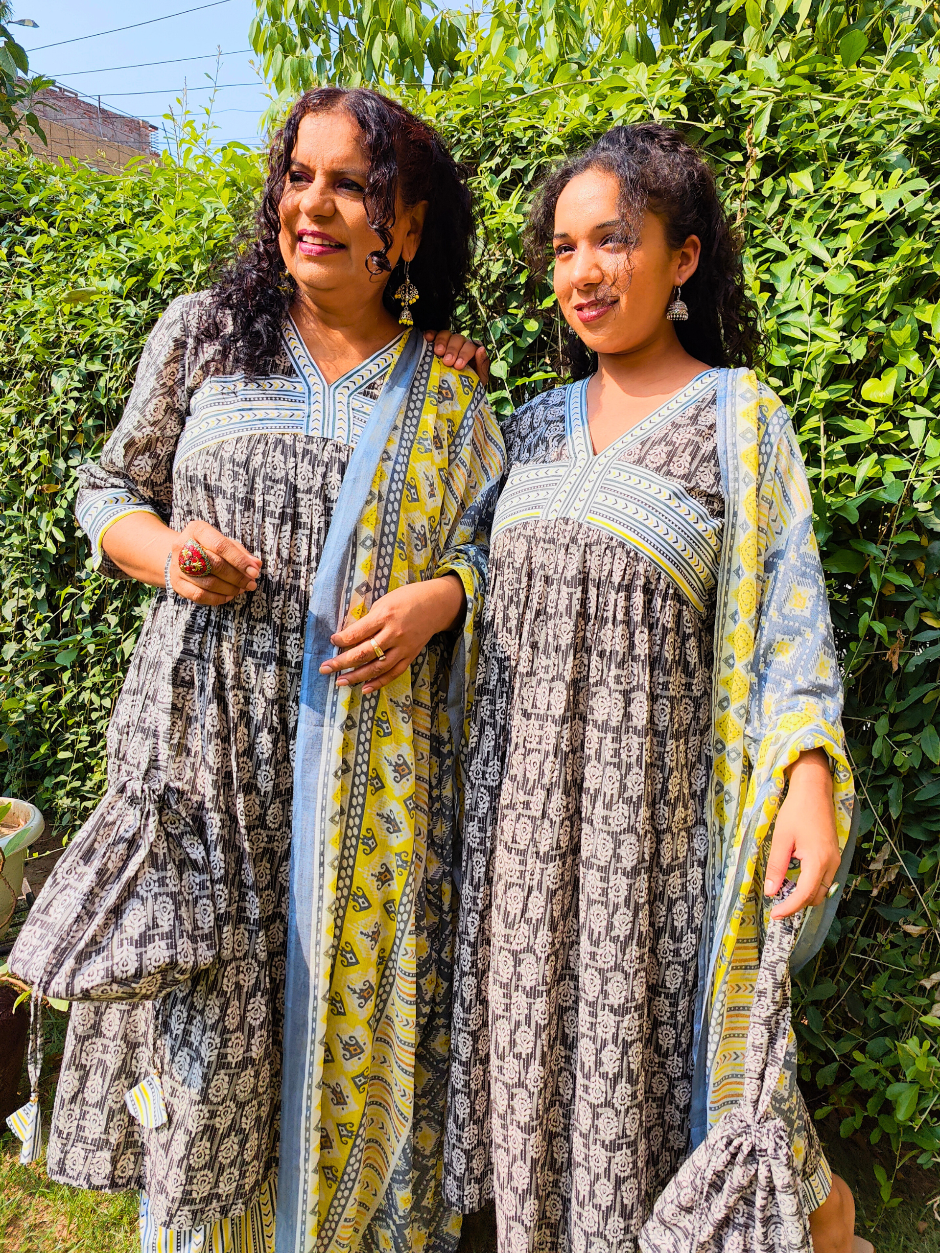 Black Digital Printed Anarkali Cotton Stitched Suit Set