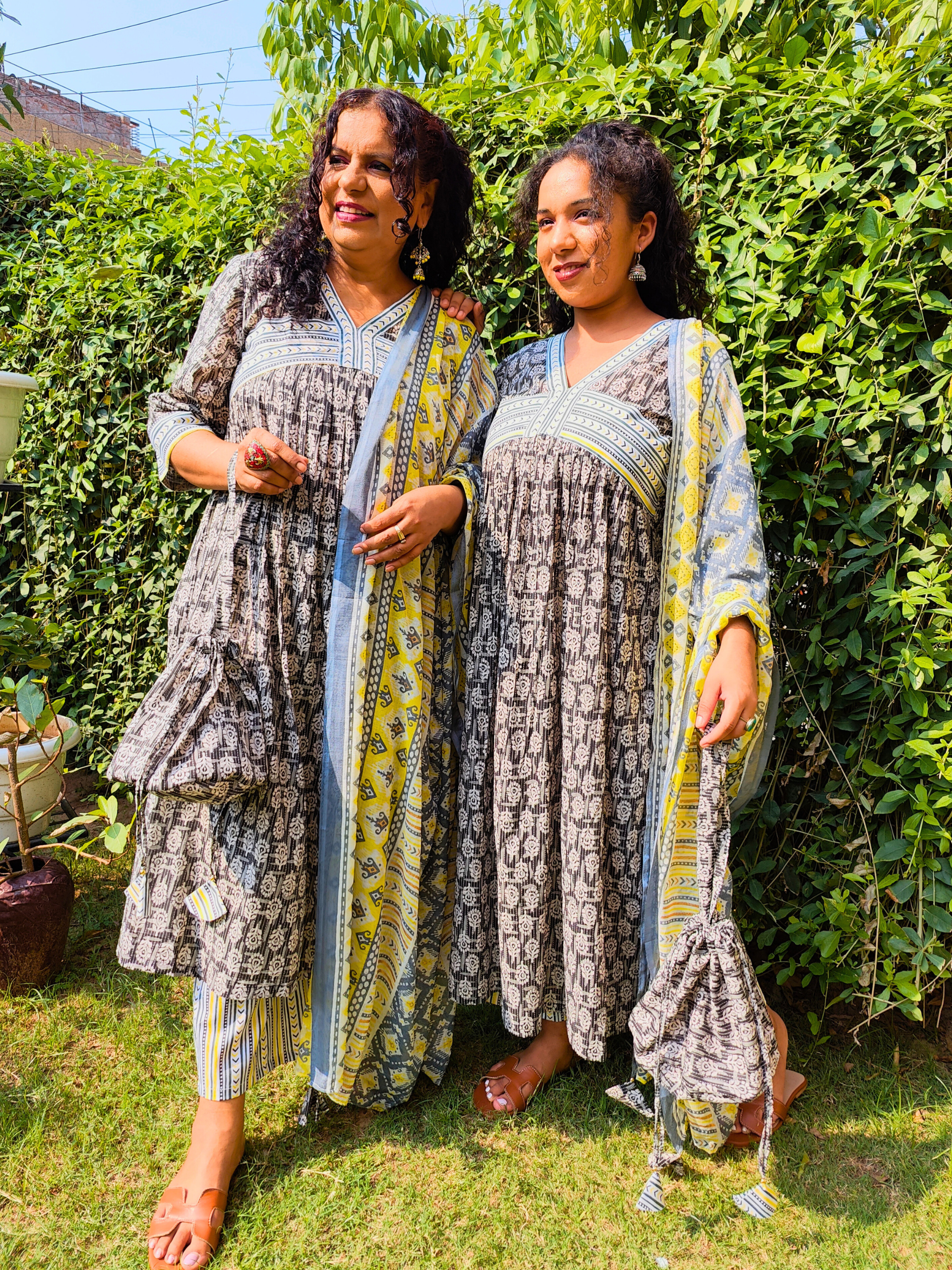 Black Digital Printed Anarkali Cotton Stitched Suit Set