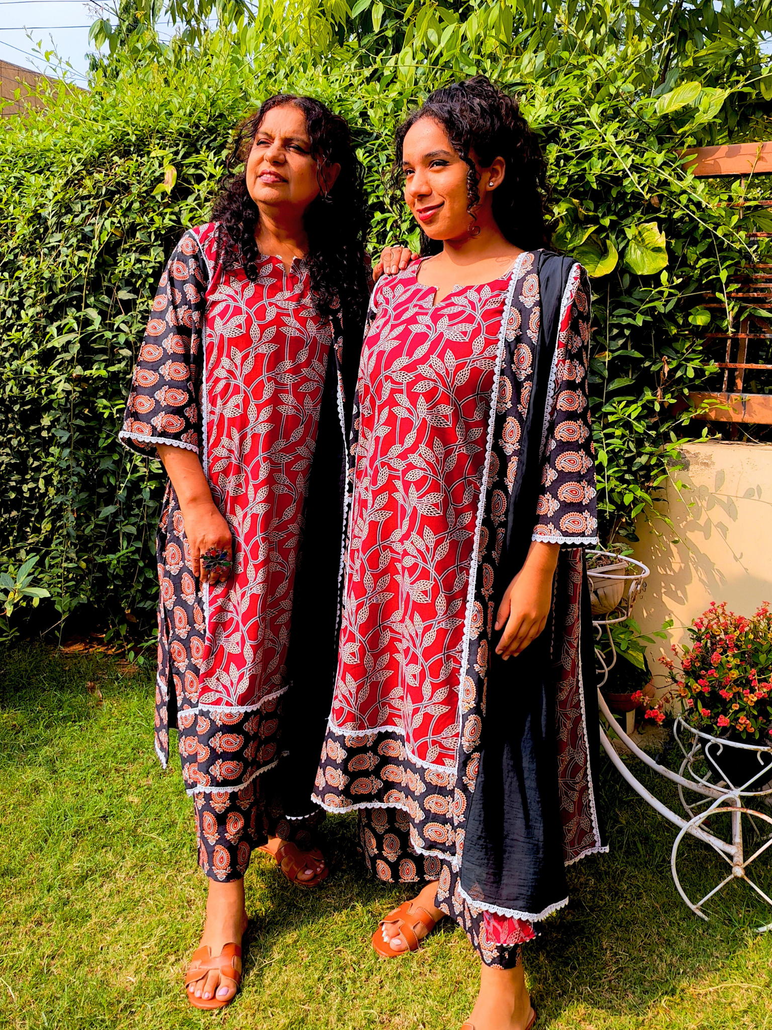 Maroon and Black Ajrakh Cotton Stitched Suit Set