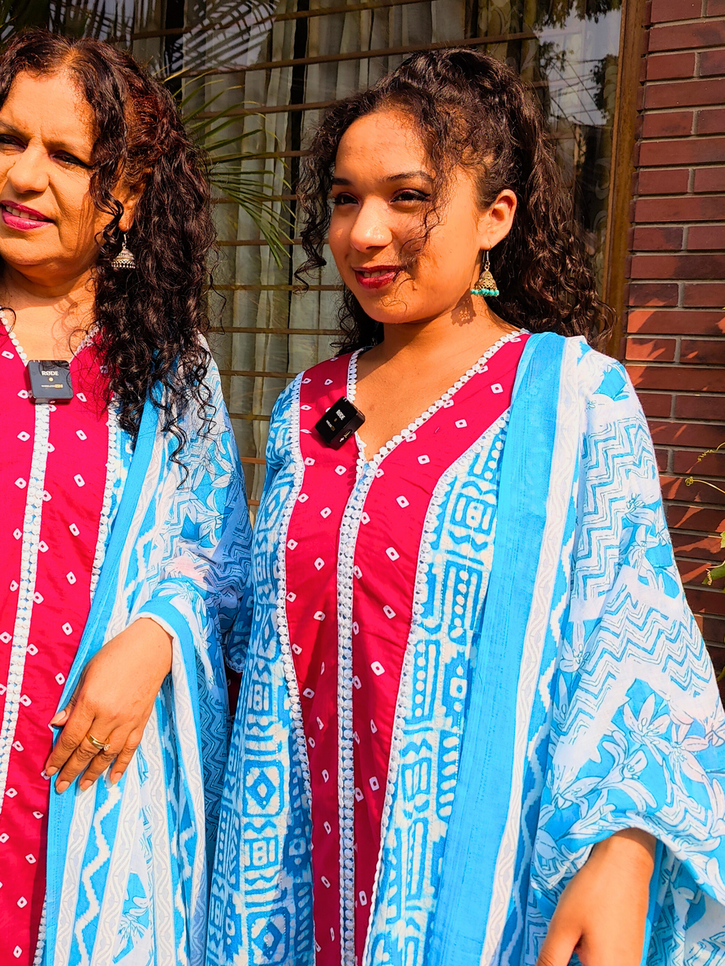 Sky Blue Digital Printed Magenta Bandhej Anarkali Cotton Stitched Suit Set