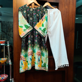 Green Digital Printed Muslin Silk Stitched Co-Ord Set