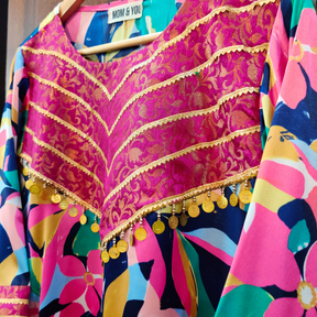 Multi Colour Digital Printed Satin Silk Stitched Co-Ord Set