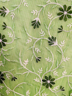 Green Kota Doria Unstitched Dress Material Kurta Set