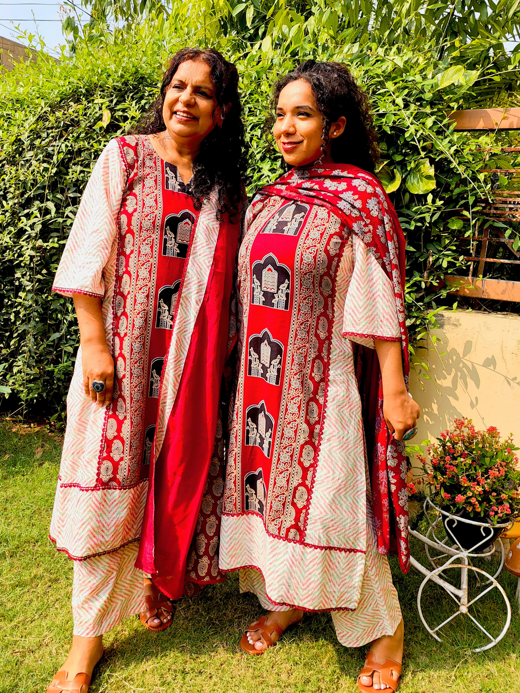 Maroon Ajrakh Cotton Stitched Suit Set