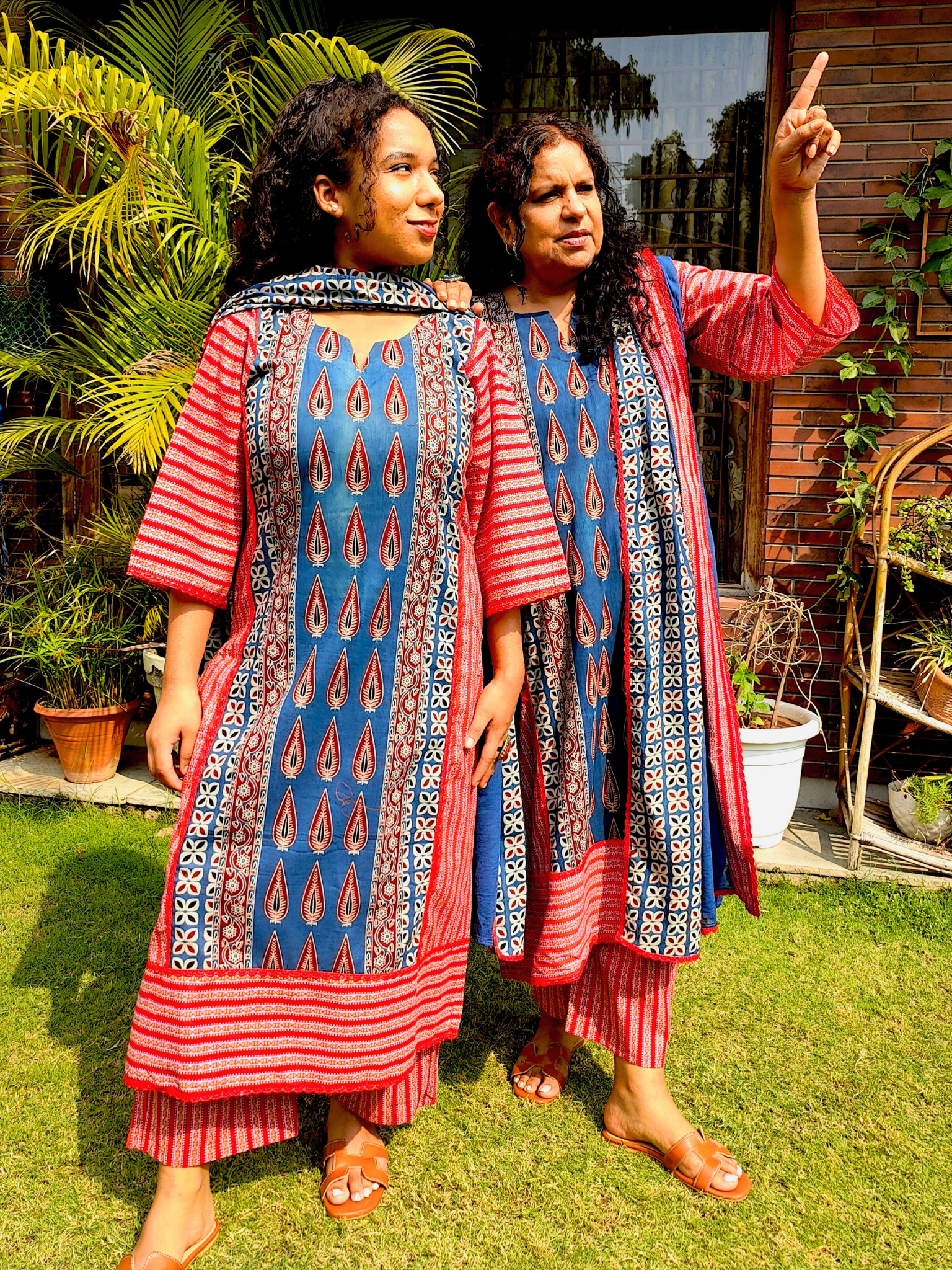 Blue Ajrakh Paisley Cotton Stitched Suit Set