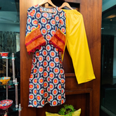 Blue Digital Printed Cotton stitched Co-Ord Set