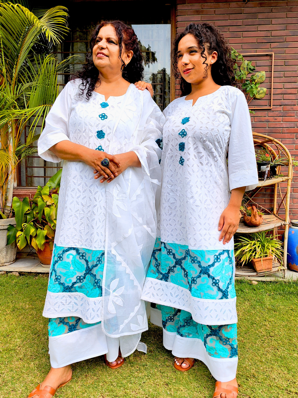 White Sindh Craft Embroidered Lace Stitched Suit Set