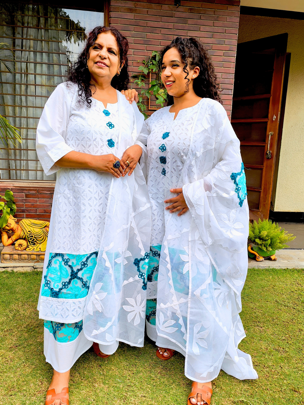 White Sindh Craft Embroidered Lace Stitched Suit Set