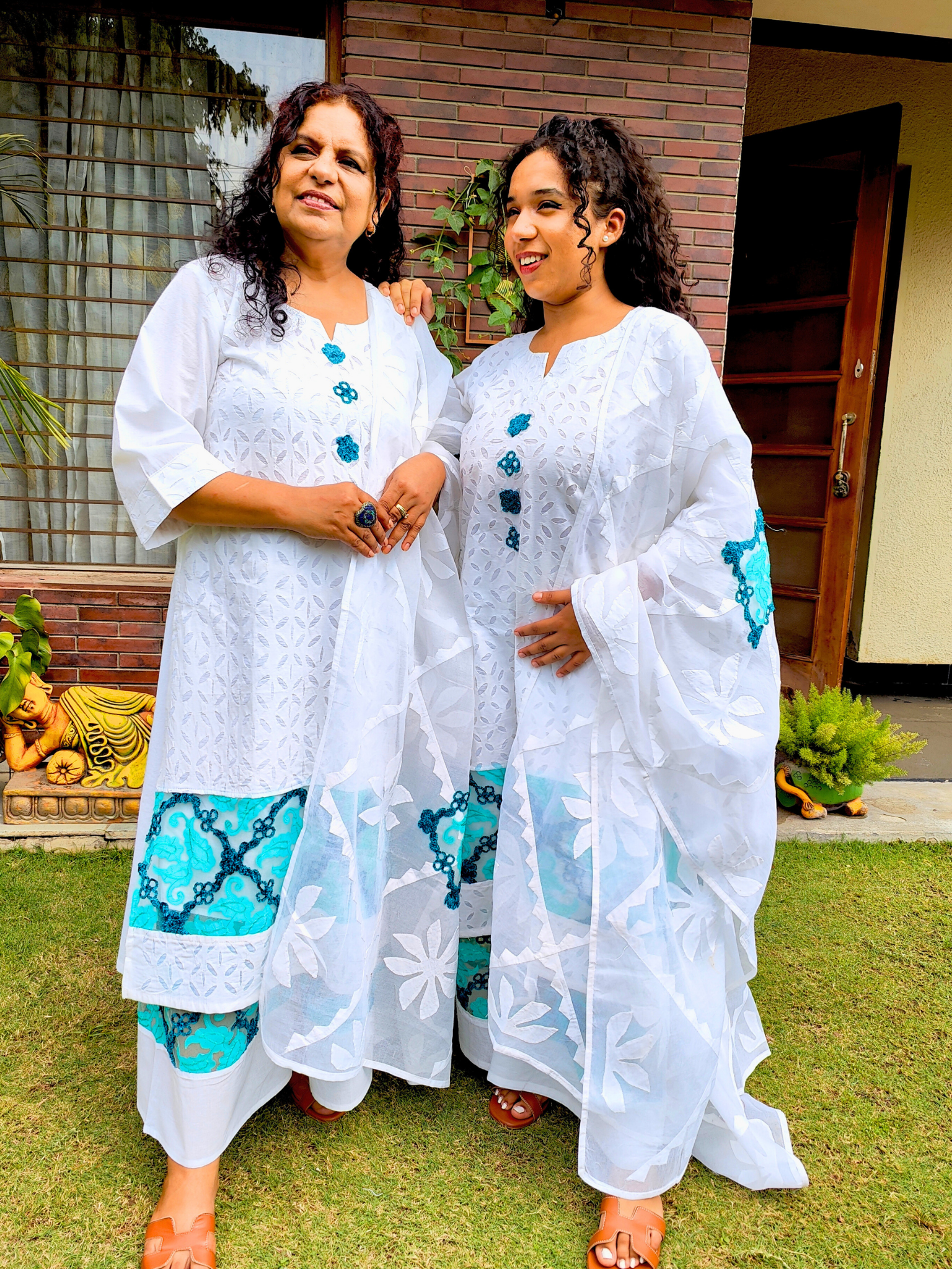 White Sindh Craft Embroidered Lace Stitched Suit Set