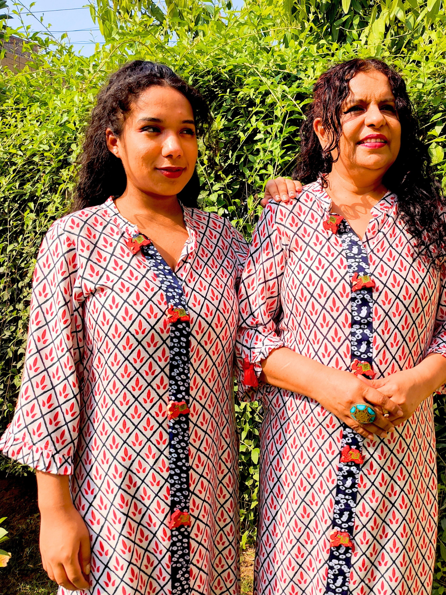 White and Red Cotton Stitched Co-Ord Set