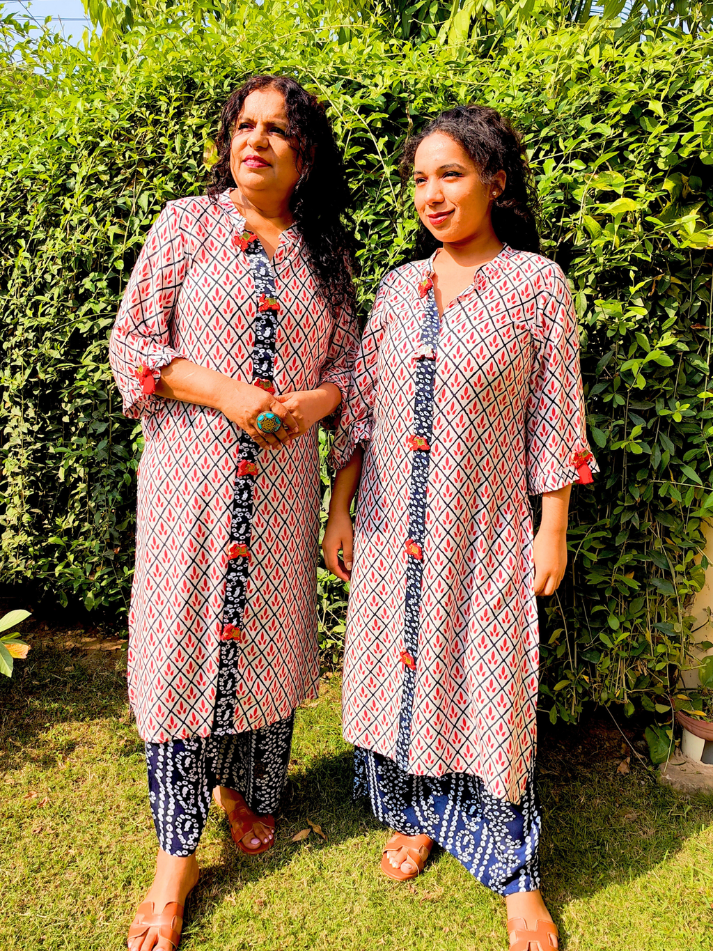 White and Red Cotton Stitched Co-Ord Set