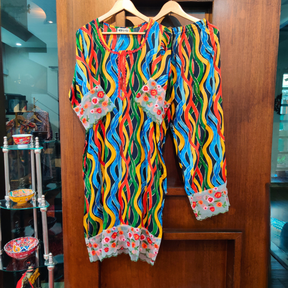 Multi Colour Cotton Stitched Co-Ord Set