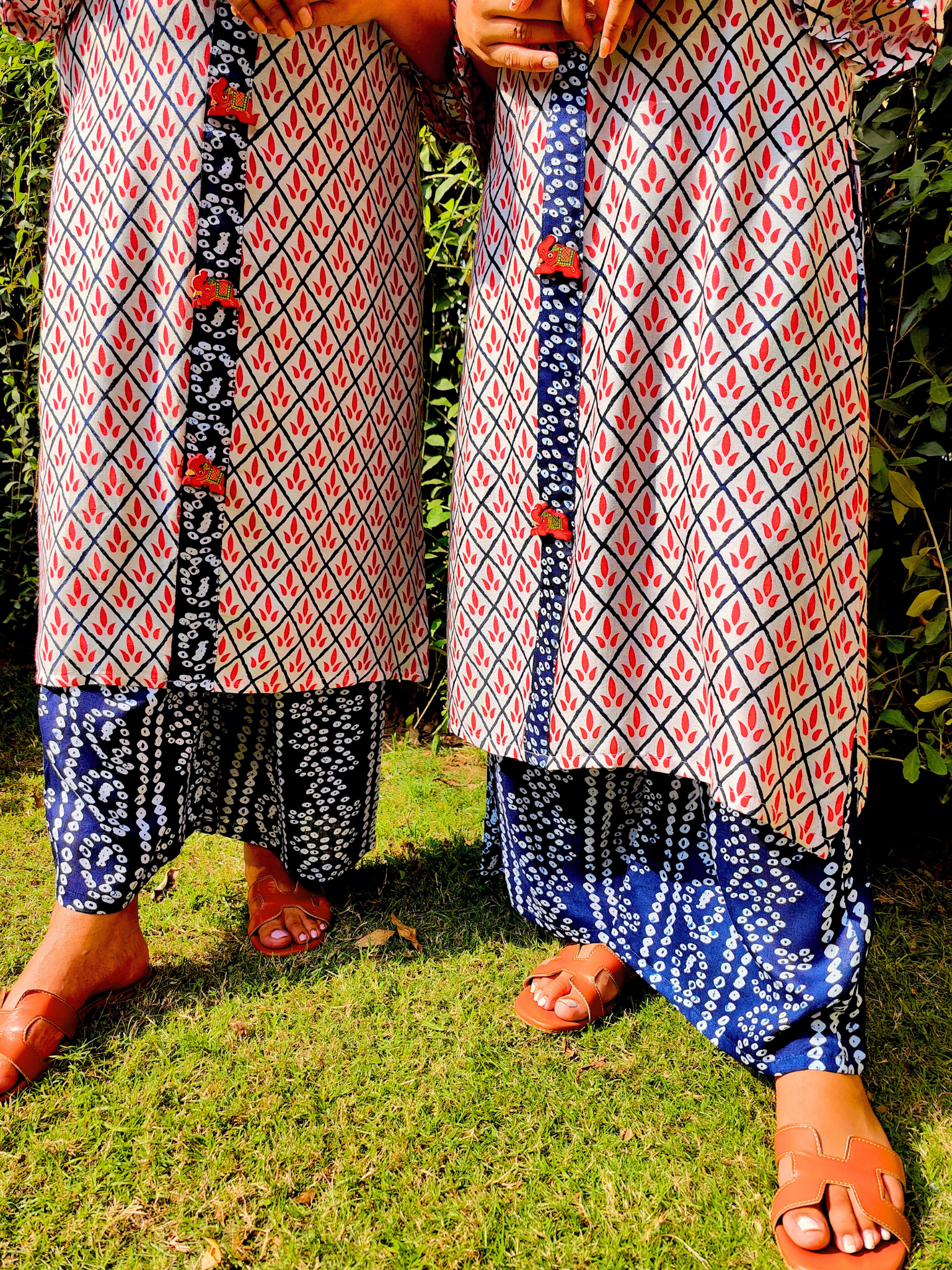 White and Red Cotton Stitched Co-Ord Set