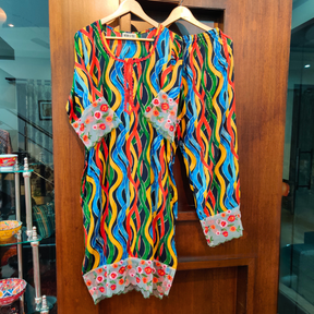 Multi Colour Cotton Stitched Co-Ord Set