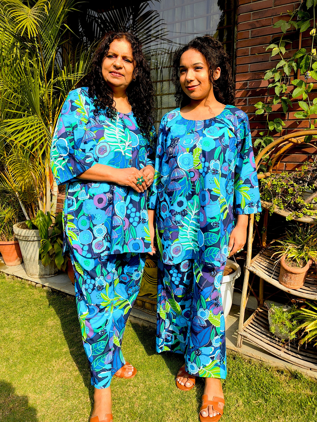 Ultramarine Blue Digital Printed Cotton Stitched Co-Ord Set