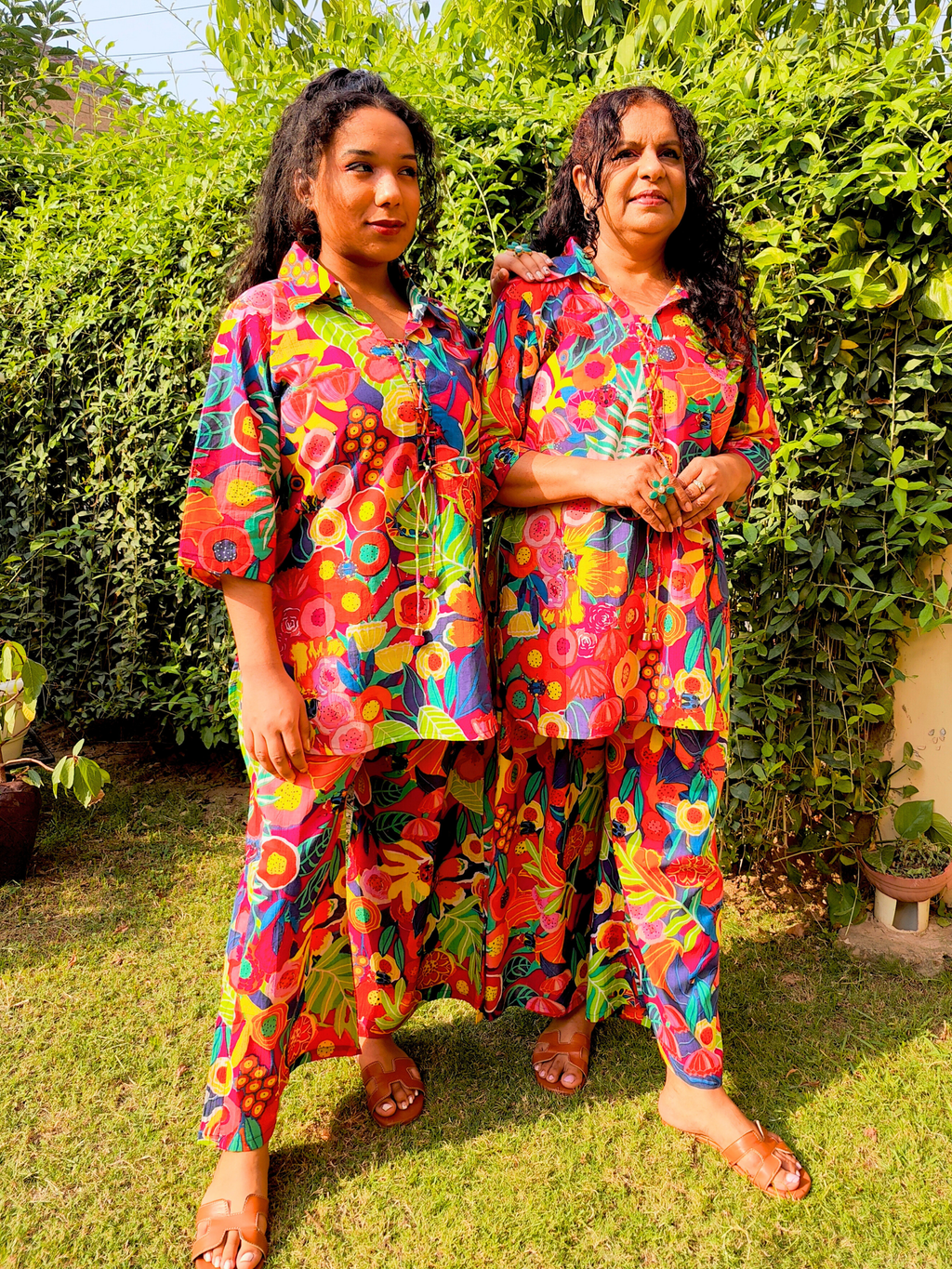 Multi Coloured Digital Printed Cotton Stitched Co-Ord Set
