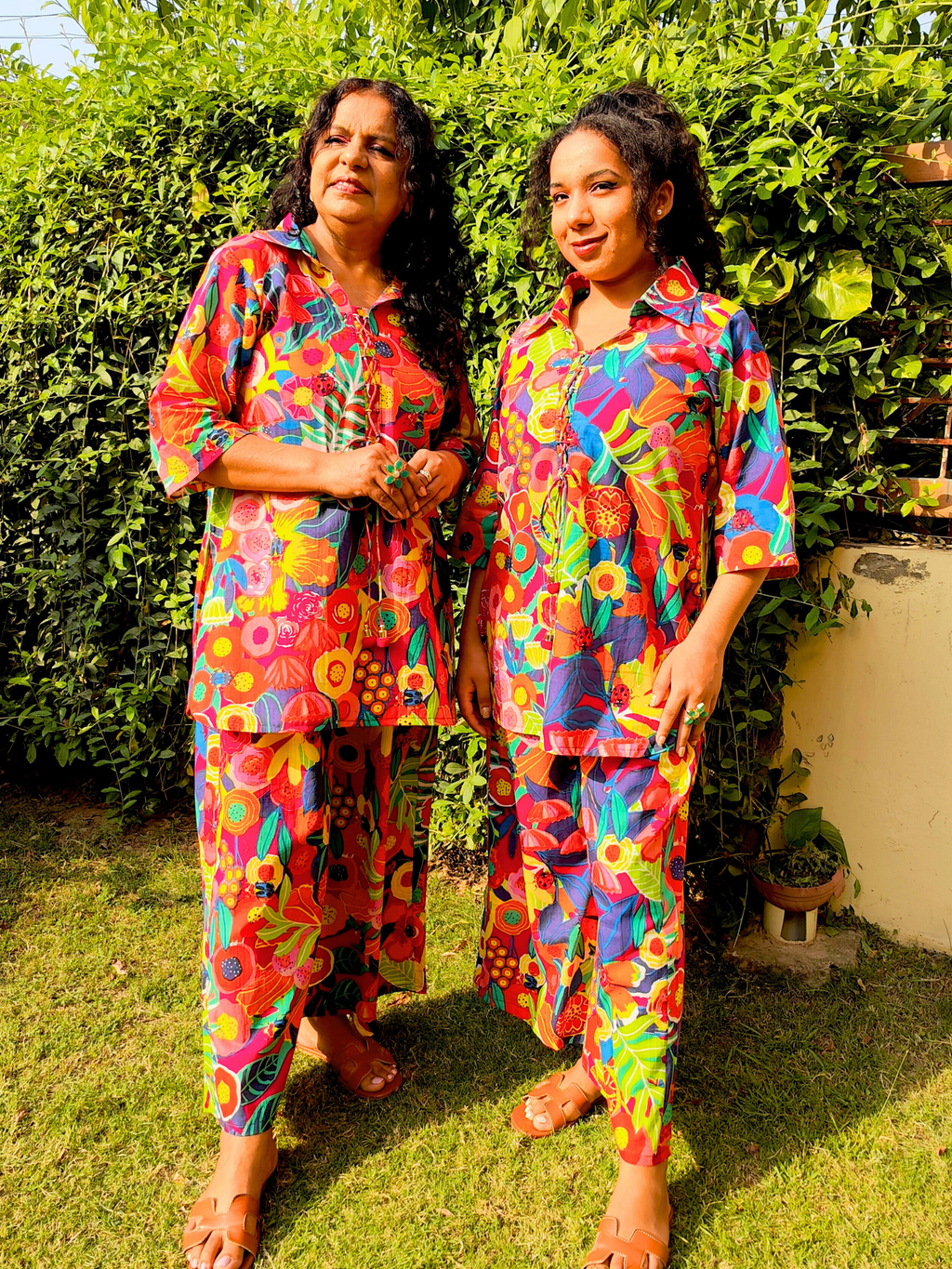 Multi Coloured Digital Printed Cotton Stitched Co-Ord Set
