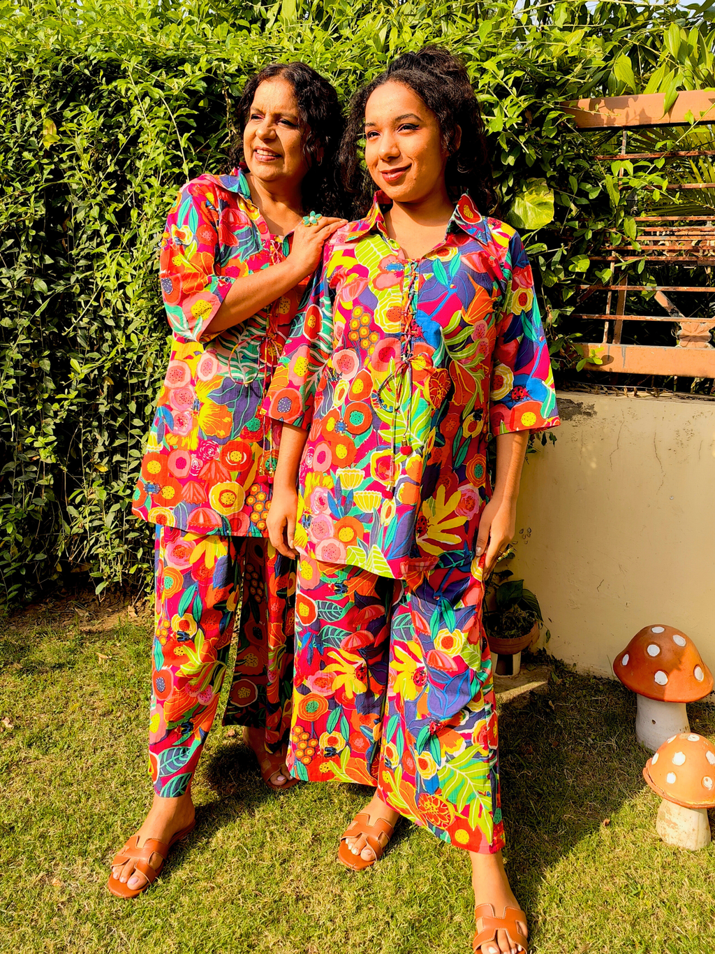 Multi Coloured Digital Printed Cotton Stitched Co-Ord Set