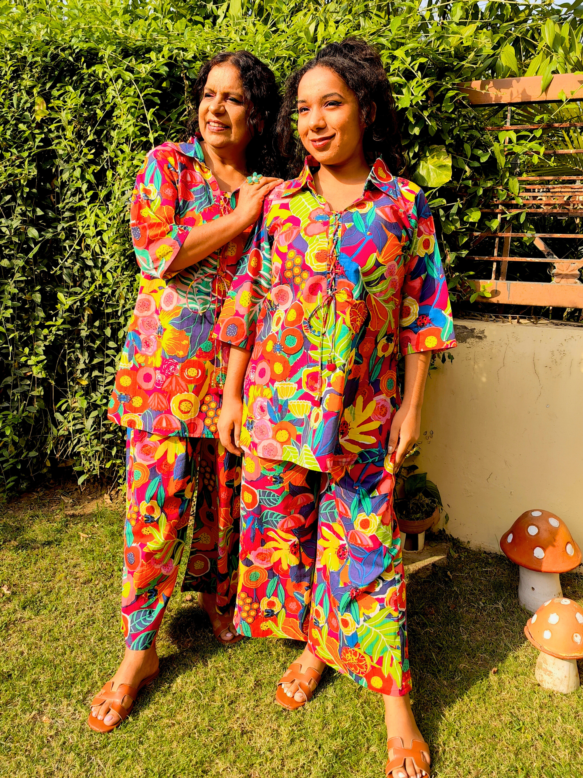 Multi Coloured Digital Printed Cotton Stitched Co-Ord Set