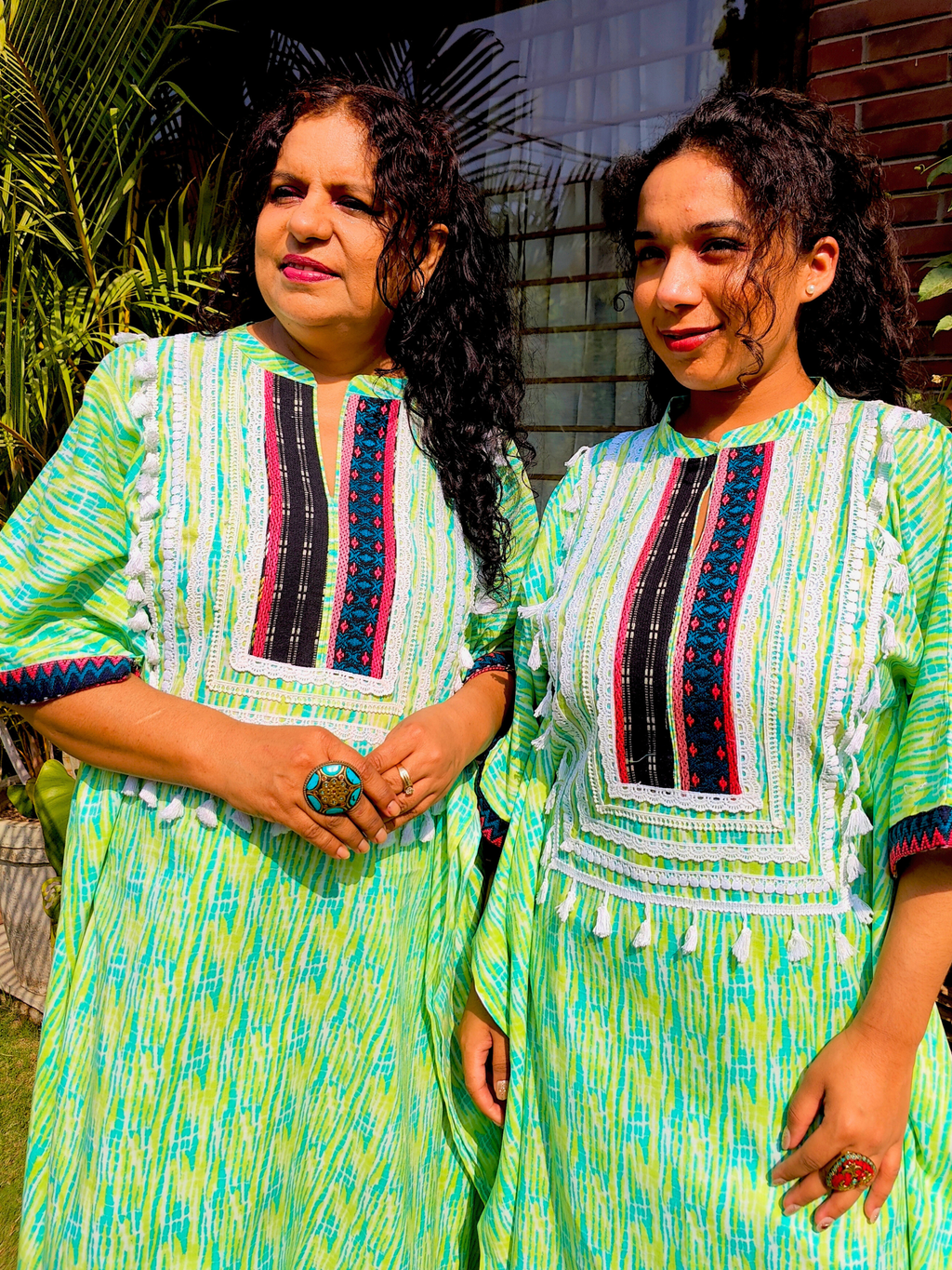 Lime Green Tie Dye Embroidered Cotton Stitched Co-Ord Set