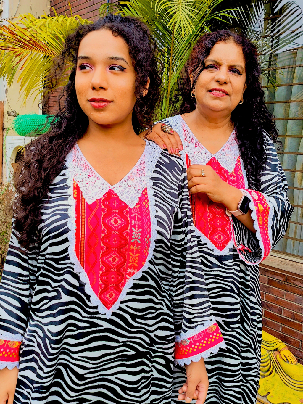 Black and White Embroidered Satin Silk Stitched Co-Ord Set