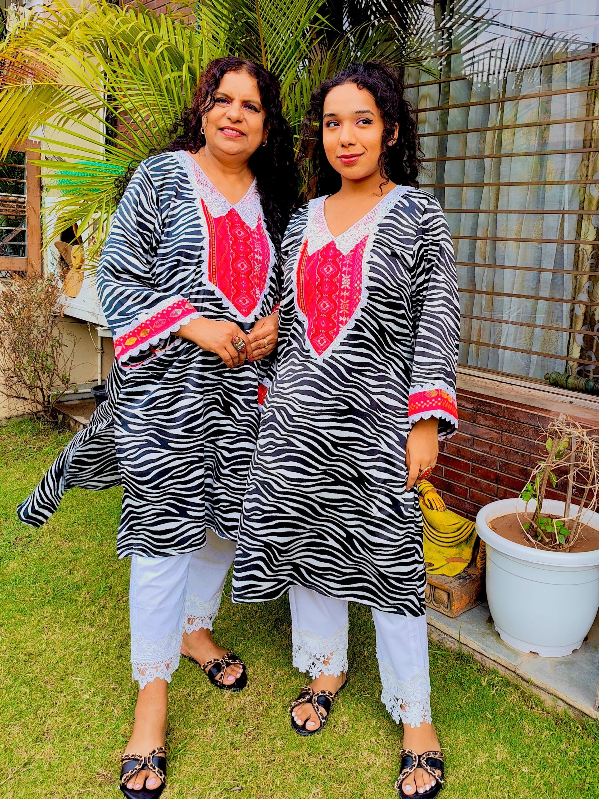Black and White Embroidered Satin Silk Stitched Co-Ord Set