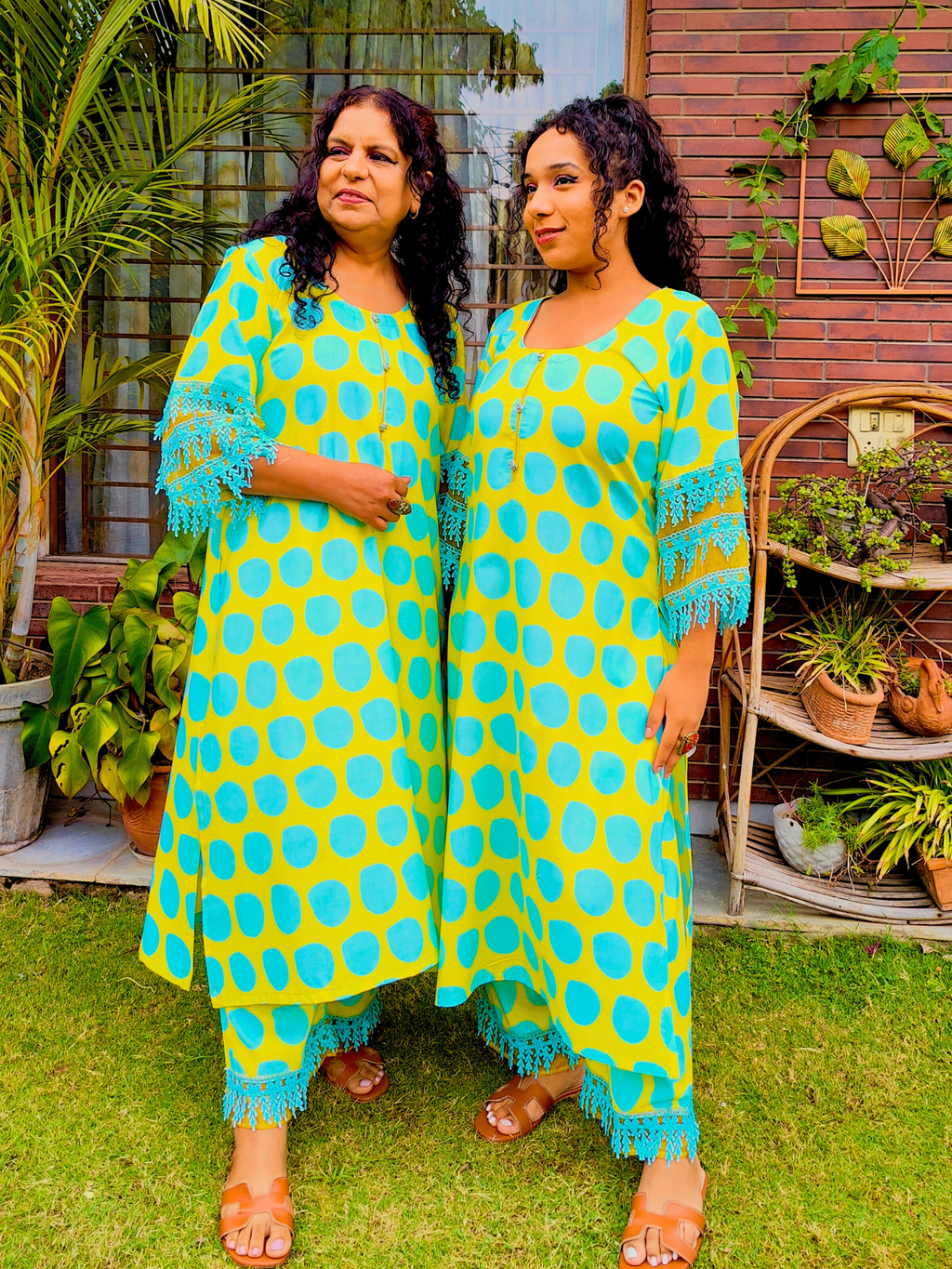 Lime Green Polka Dot Cotton Stitched Co-Ord Set