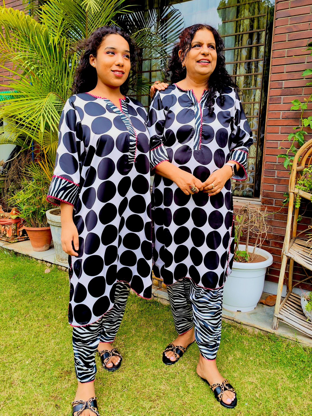 Black Polka Dot Satin Silk Stitched Co-Ord Set