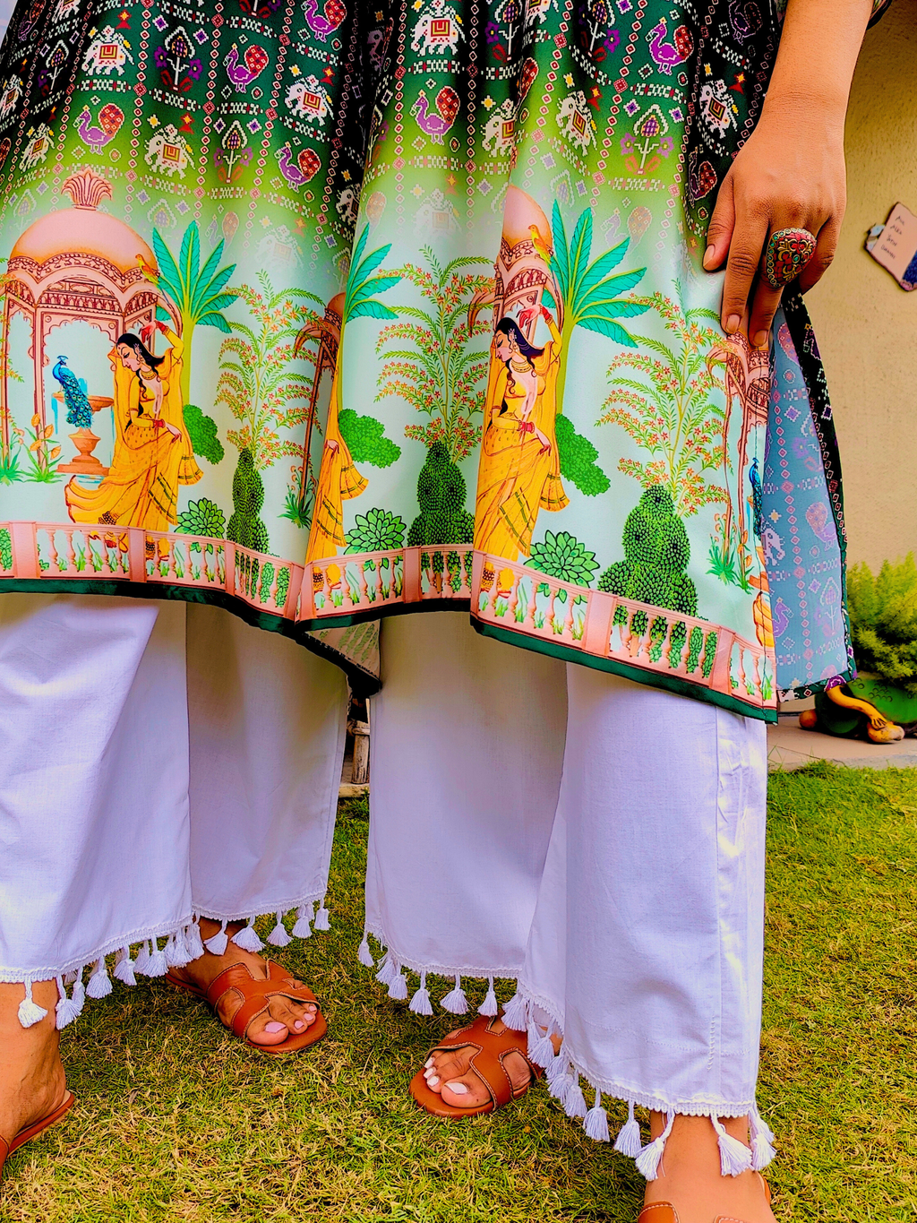 Green Digital Printed Muslin Silk Stitched Co-Ord Set