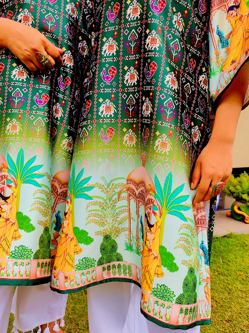 Green Digital Printed Muslin Silk Stitched Co-Ord Set