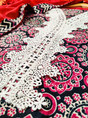 Ajrakh Printed Cotton Unstitched Dress Material Suit Set