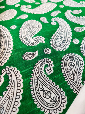 Green Paisley Madhubani Cotton Silk Unstitched Dress Material Suit Set