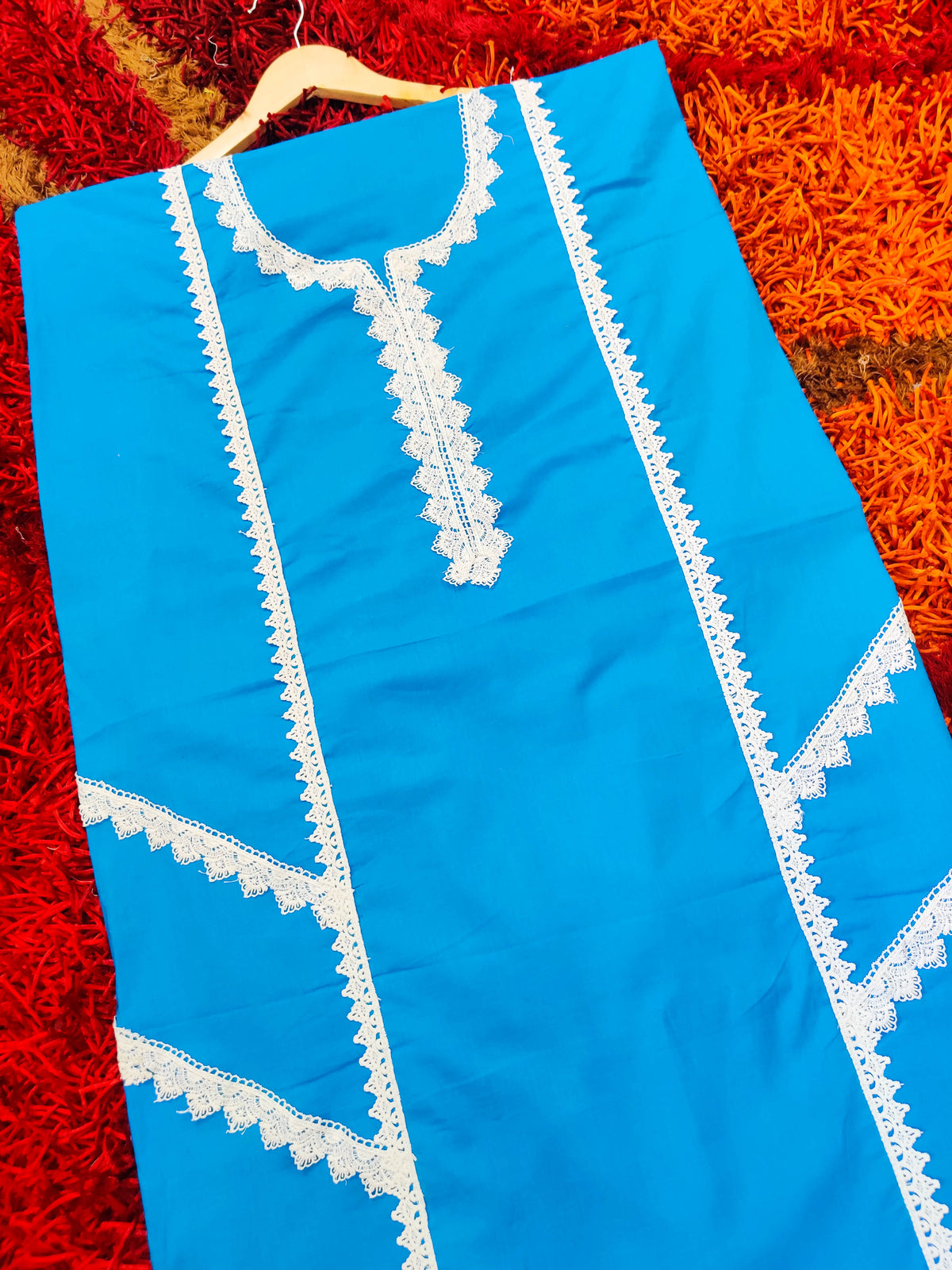 Sky Blue Cotton Unstitched Kurta Dress Material