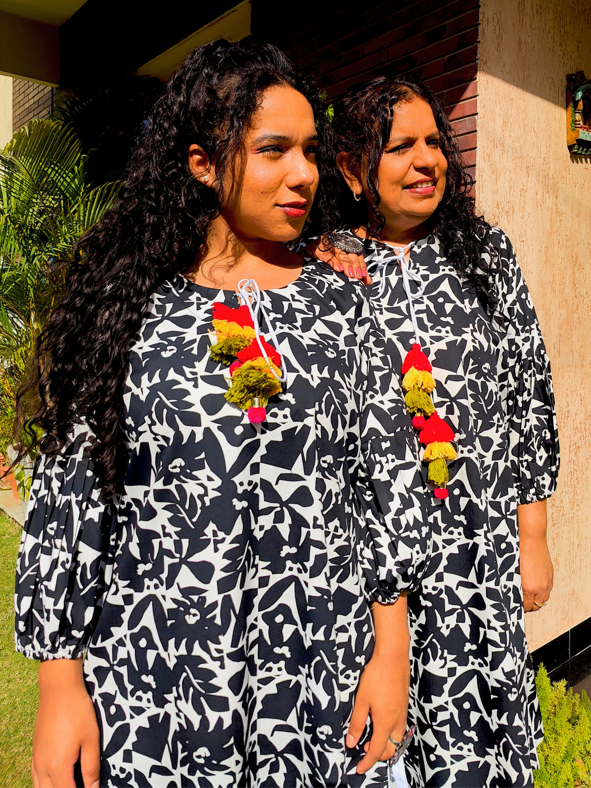 Black and White Digital Printed Cotton Stitched Co-Ord Set