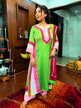 Green Polka Dot Satin Silk Embroidered Stitched Suit Set