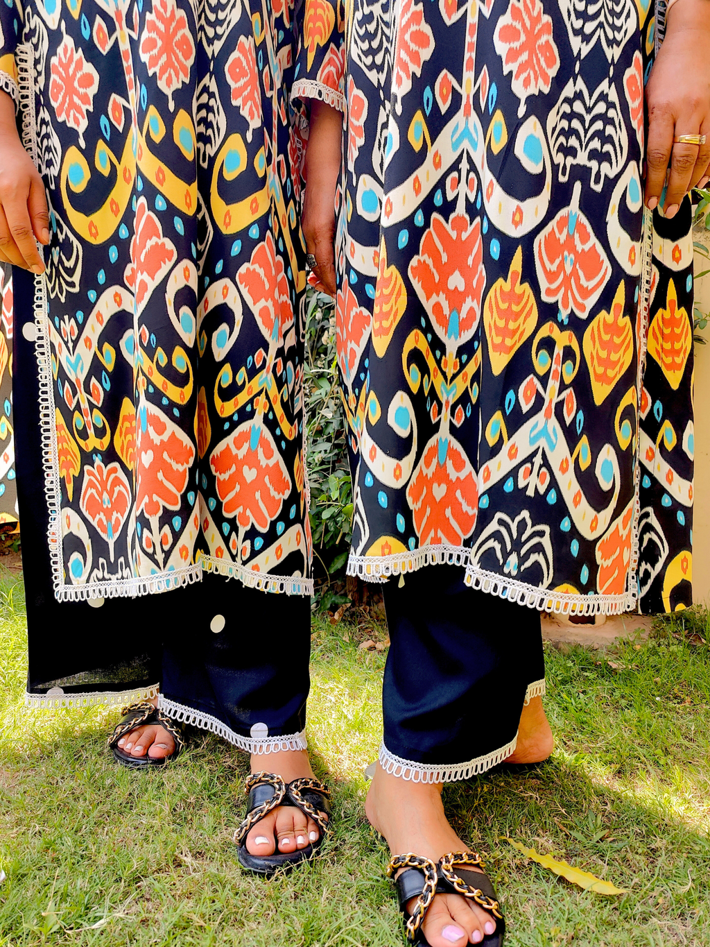 Black Abstract Digital Printed Cotton Stitched Co-Ord Set