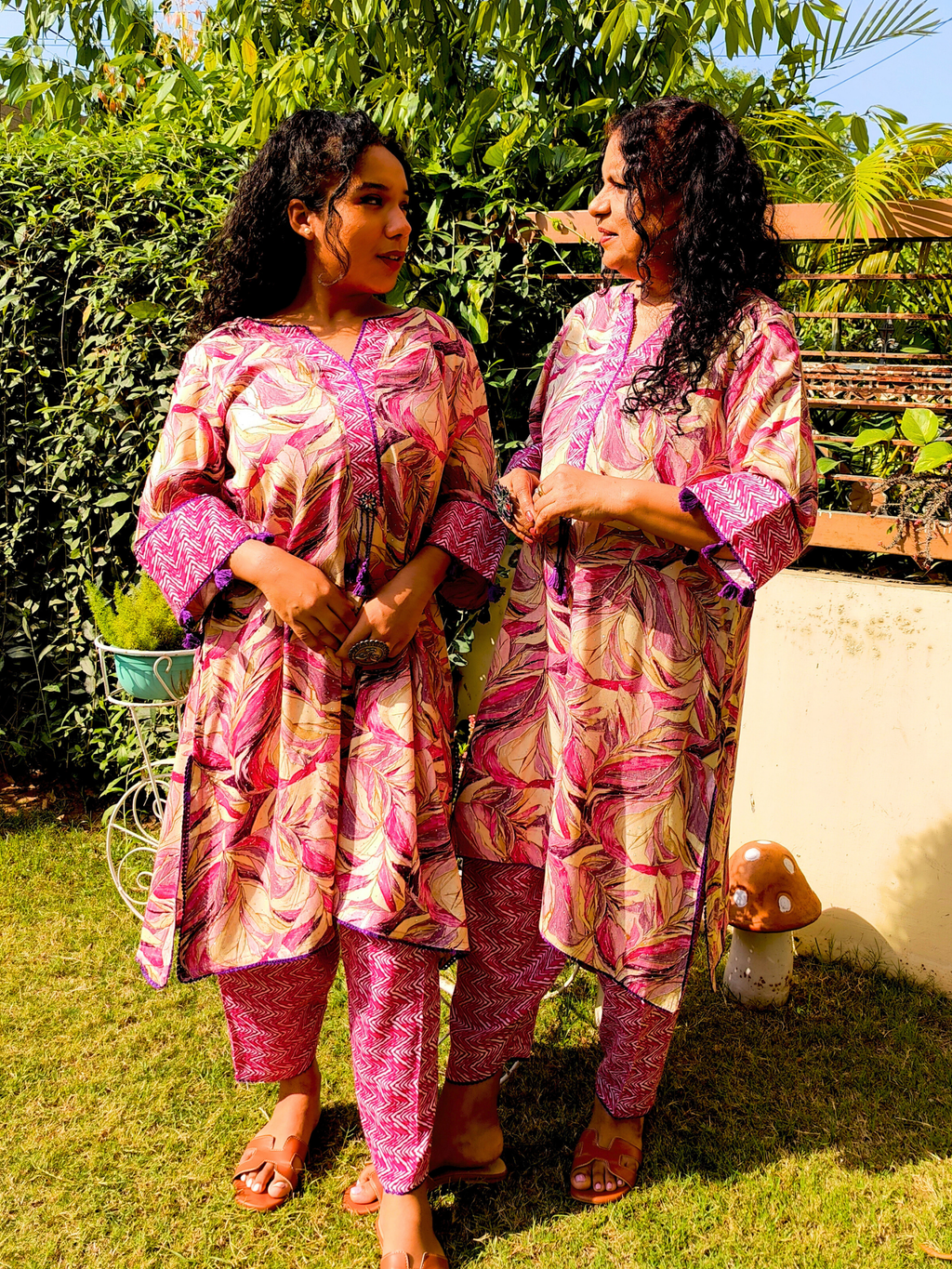 Purple Multi-coloured Cotton Stitched Co-Ord Set