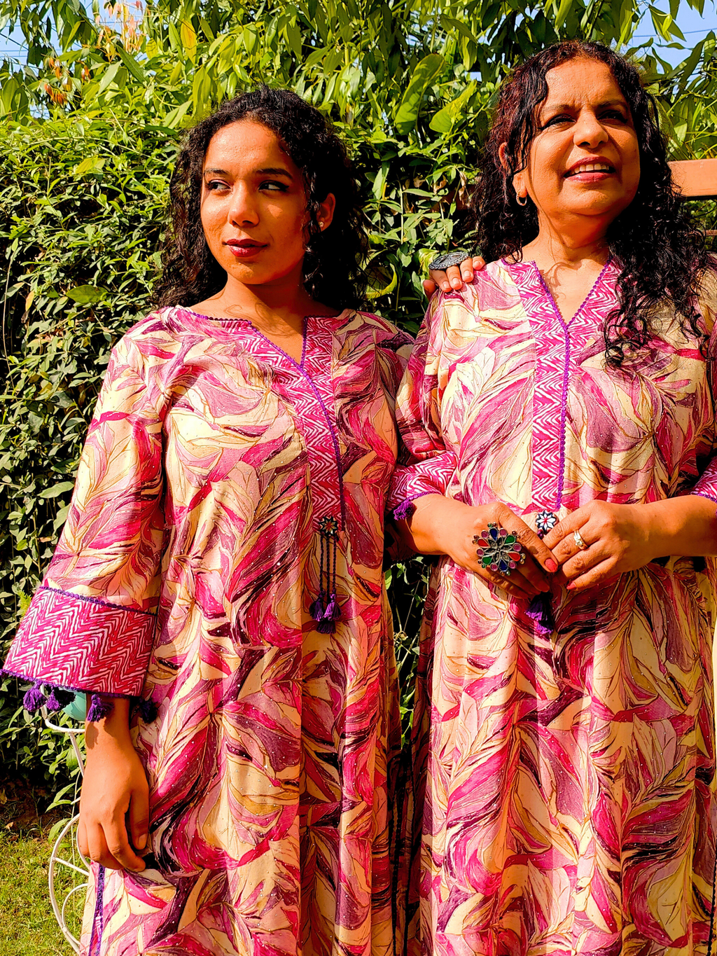 Purple Multi-coloured Cotton Stitched Co-Ord Set