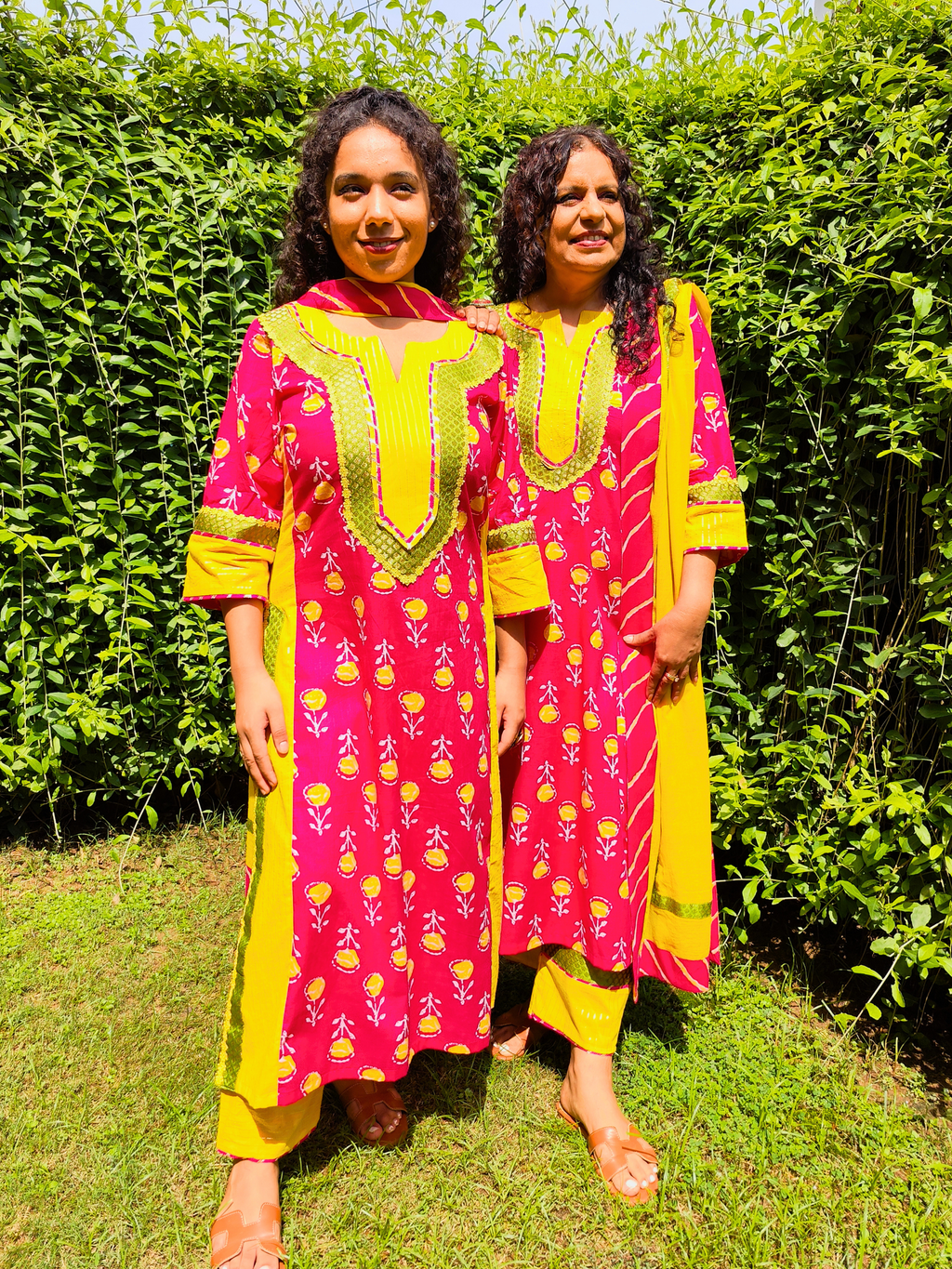 Magenta Digital Printed Cotton Stitched Suit Set