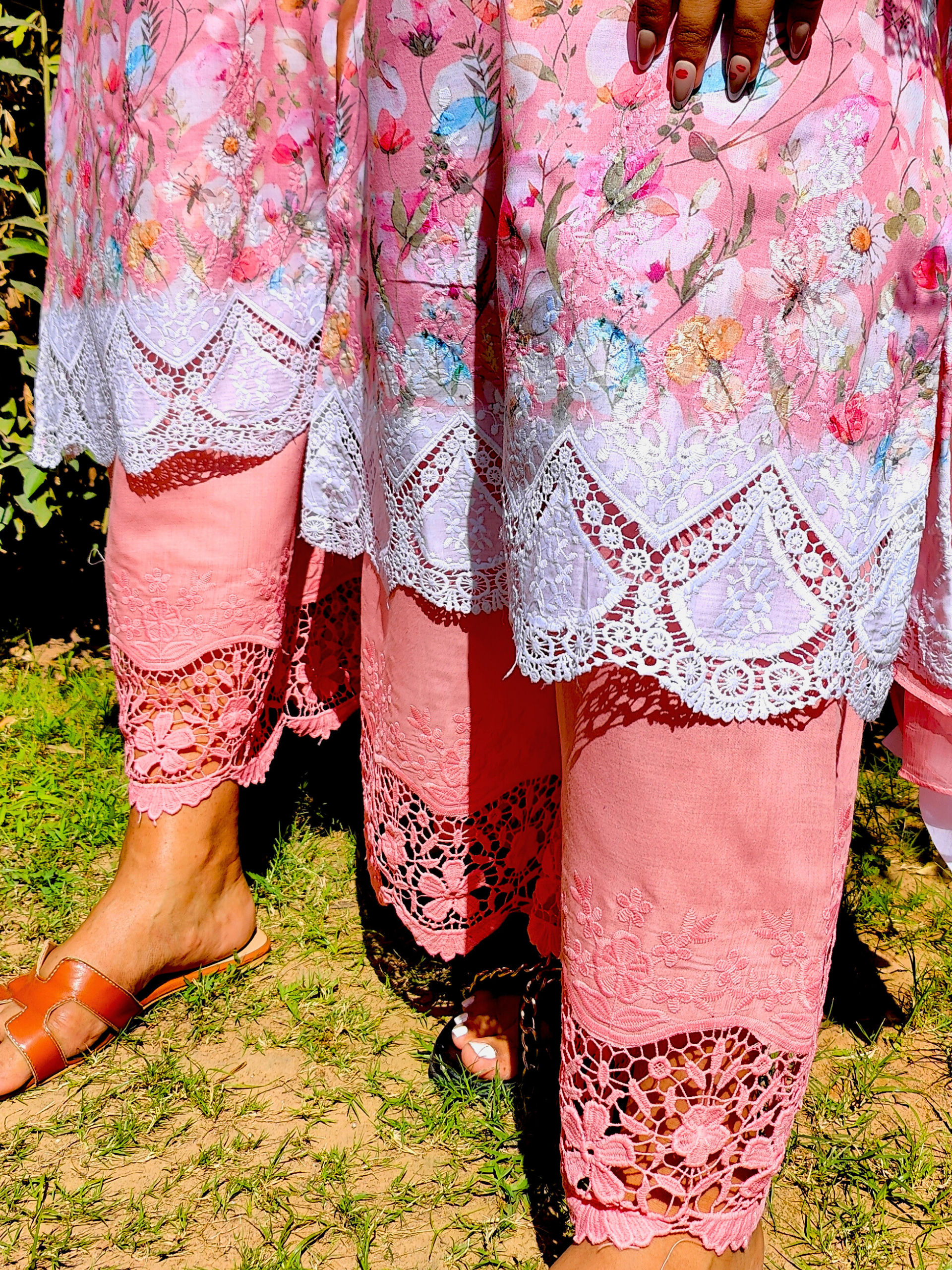 Pink Pakistani Digital Printed Embroidered Cotton Stitched Suit Set