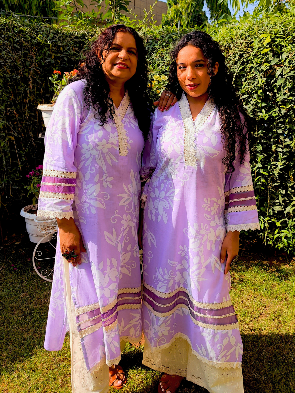 Purple Lilac Handblock Cotton Stitched Co-Ord Set