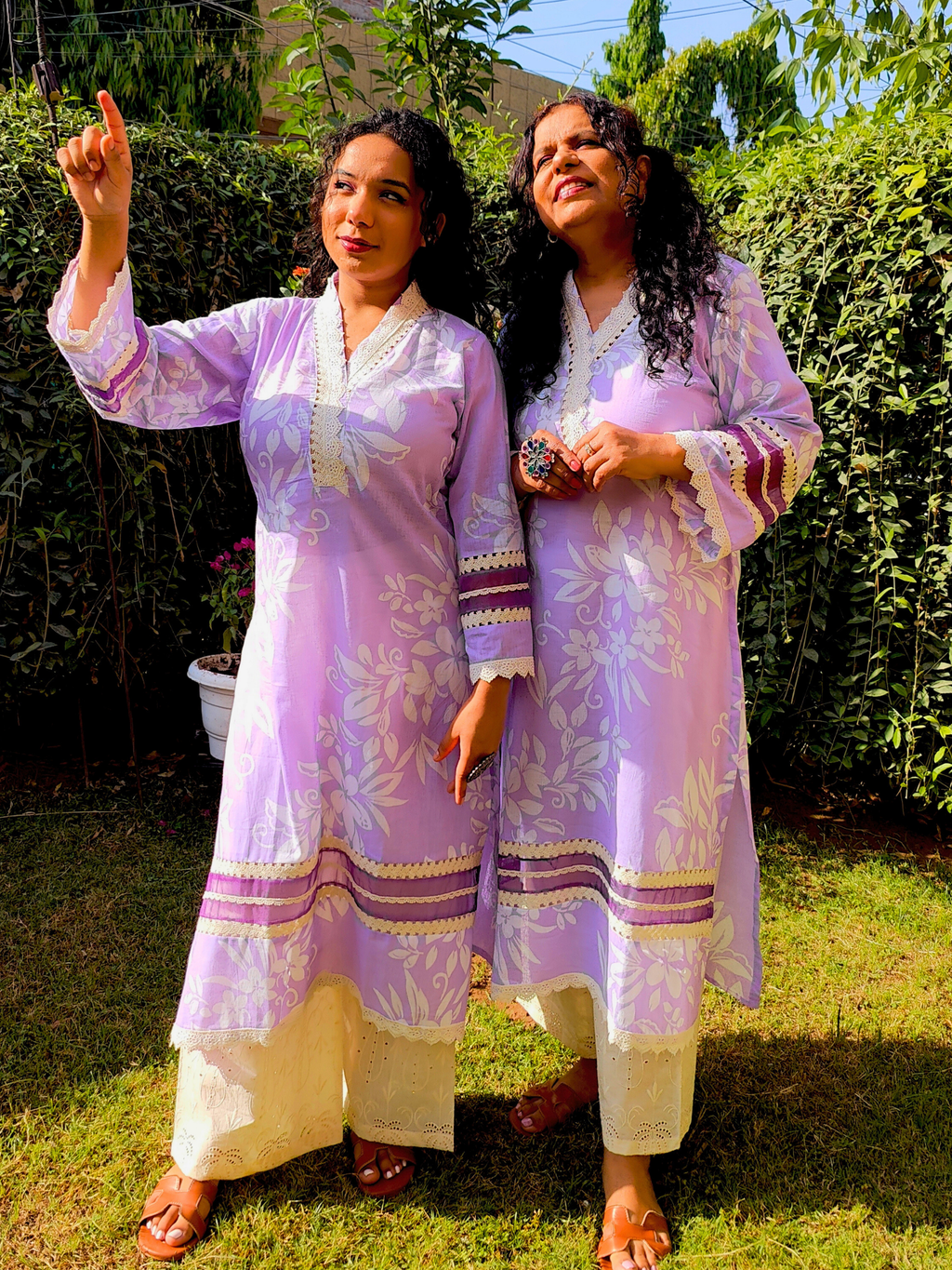 Purple Lilac Handblock Cotton Stitched Co-Ord Set