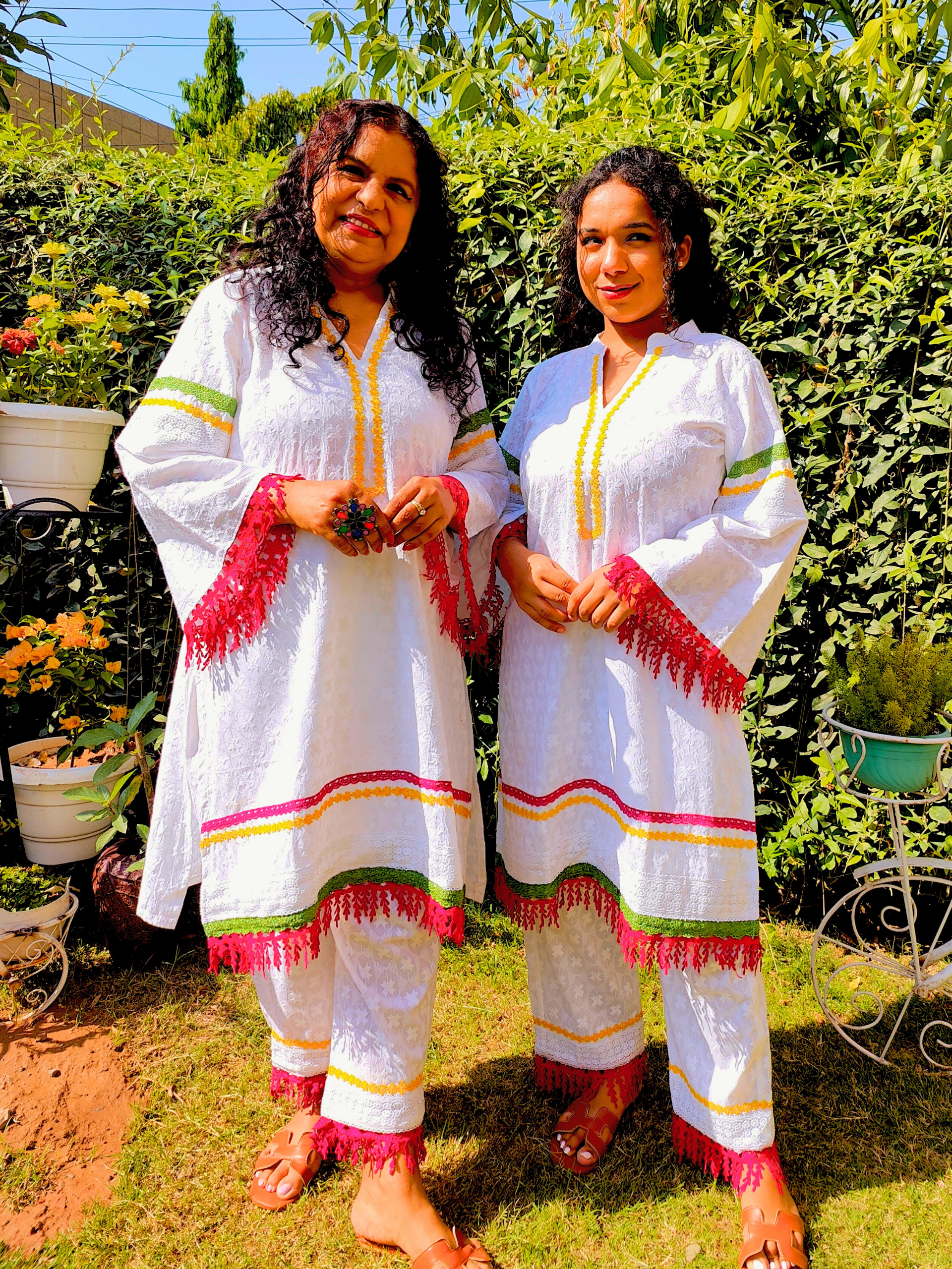 White Embroidered Lace Cotton Stitched Co-Ord Set