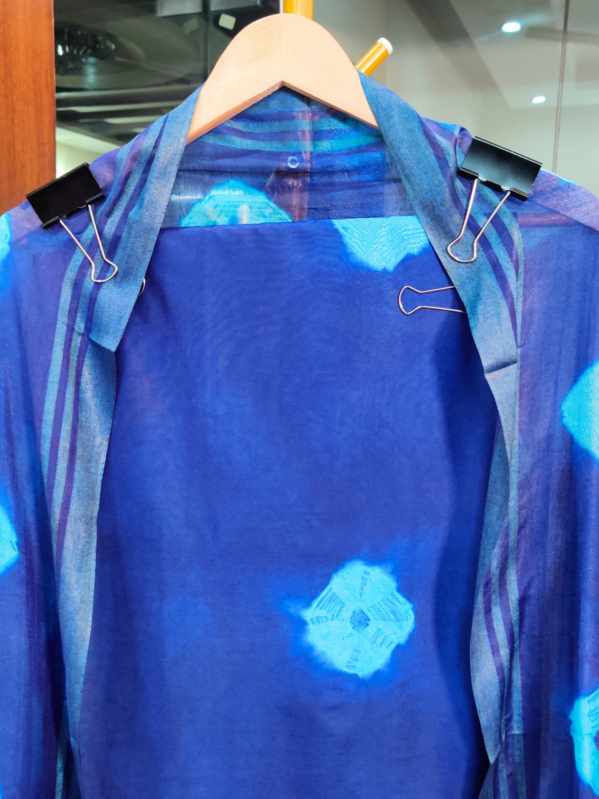Blue Bandhej Cotton Unstitched Dress Material Suit Set
