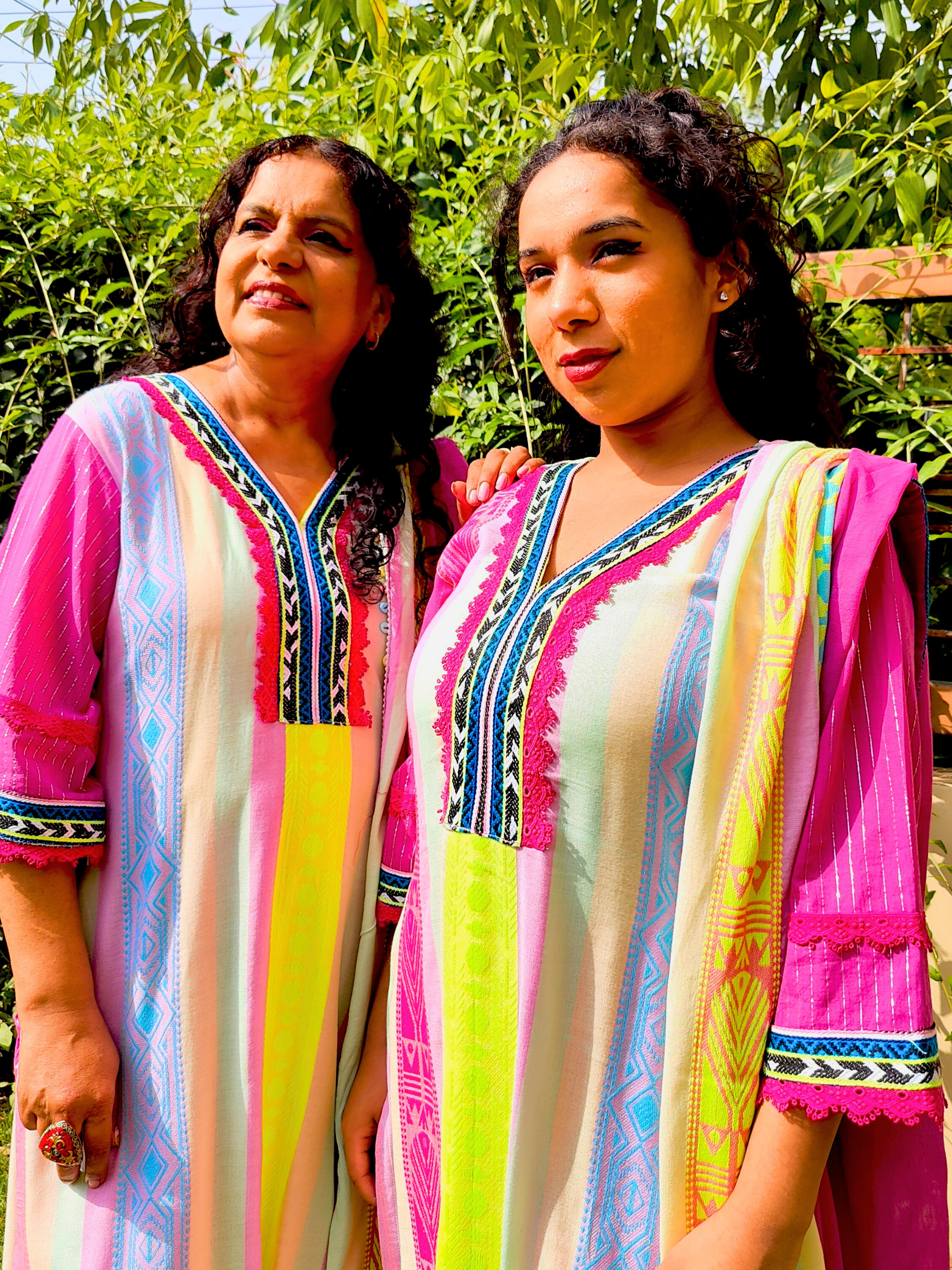 Multi-Coloured Afghani Magenta Embroidered Stitched Suit Set