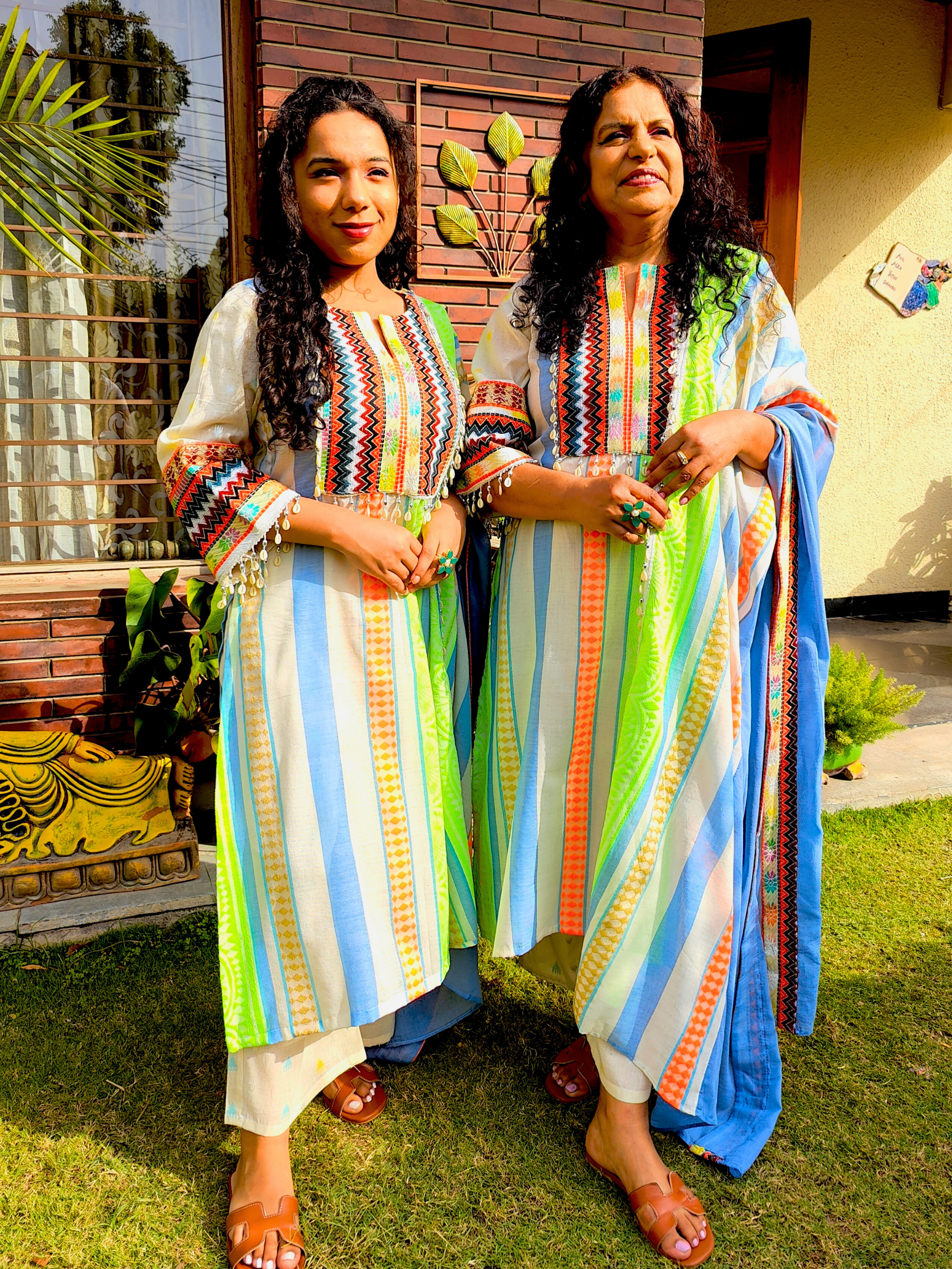 Lime Green Afghani Multi Embroidered Weave Stitched Suit Set