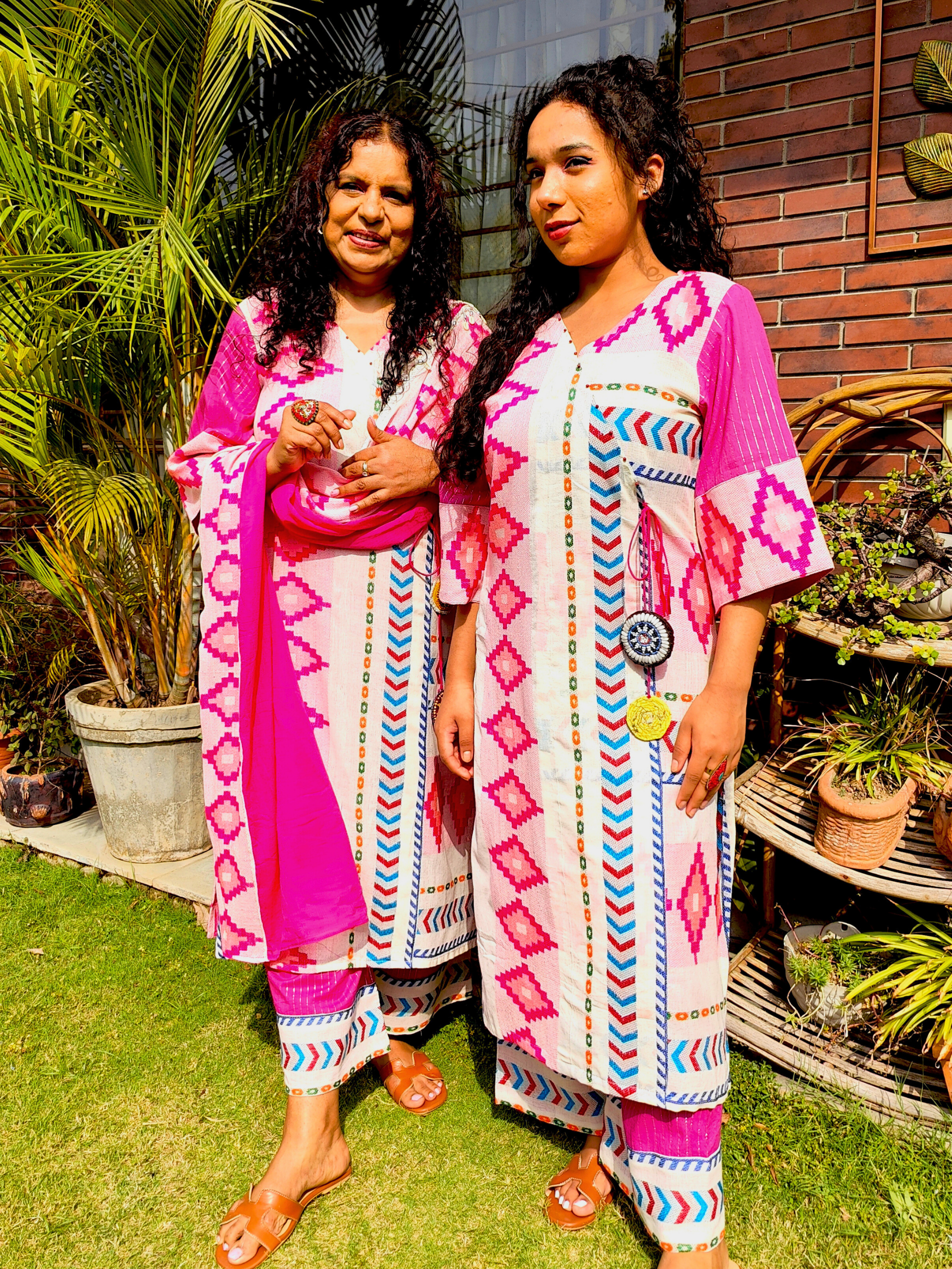 Magenta Afghani Embroidered Tassels Stitched Suit Set