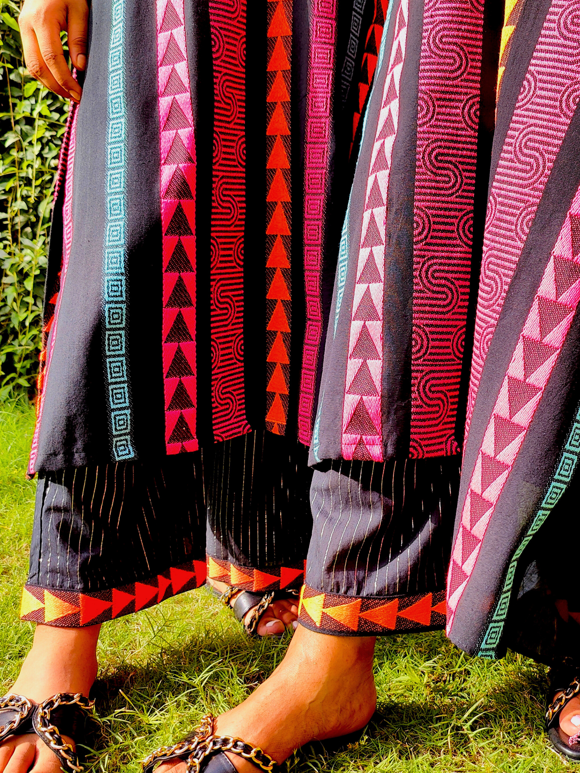 Black Afghani Embroidered Weave Stitched Suit Set