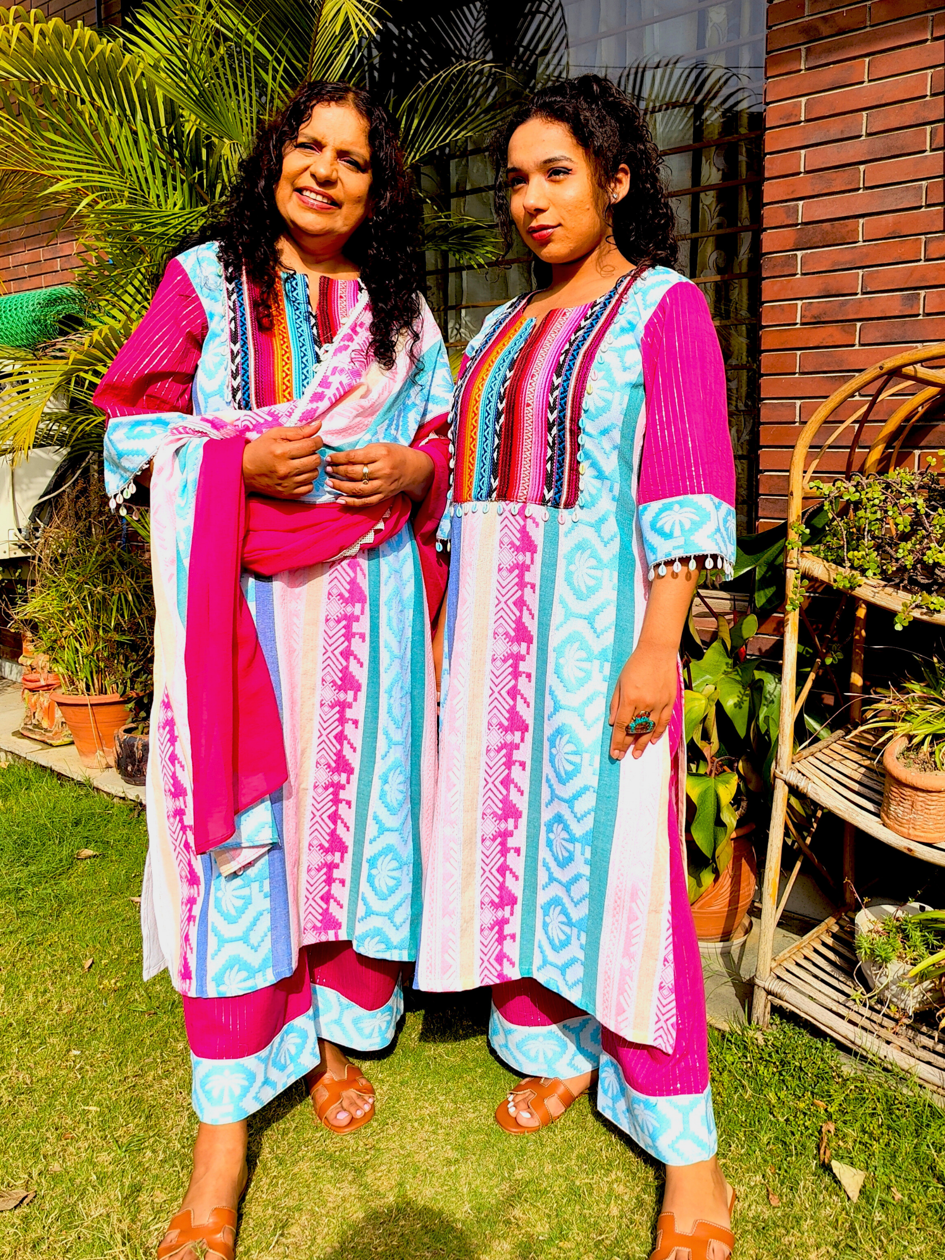 Multi-Coloured Afghani Multi Embroidered Stitched Suit Set