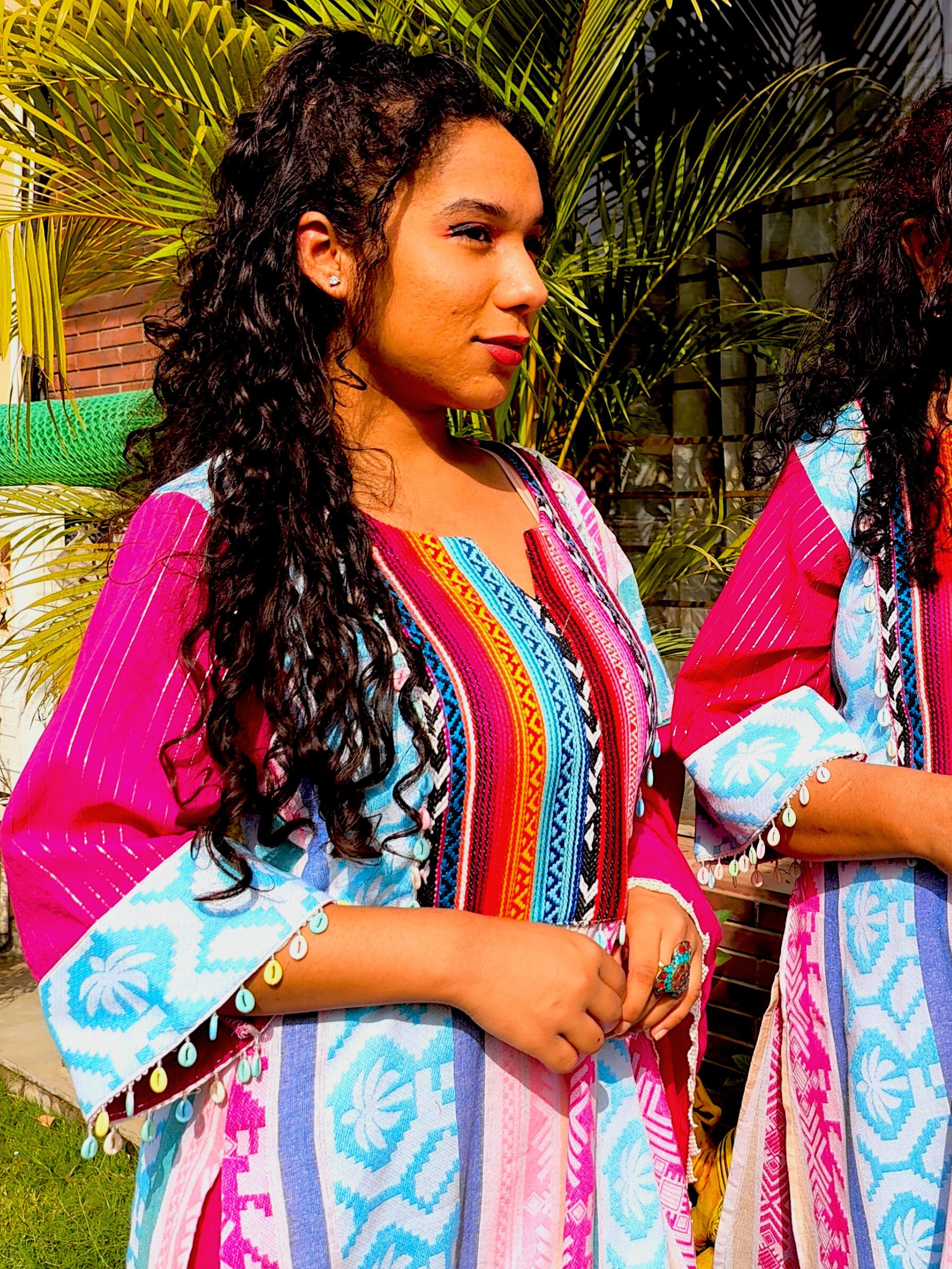 Multi-Coloured Afghani Multi Embroidered Stitched Suit Set